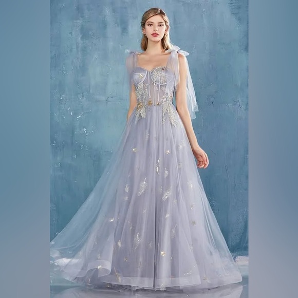 Andrea and Leo A0824 Midnight Whimsical Fairy Tulle Beaded Gown Dress - Picture 15 of 16